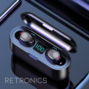 TRUE Wireless Earbuds with Chargebox LED Display (100% Waterproof)
